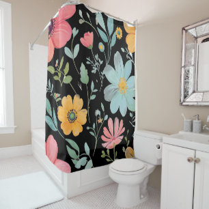 Joli rideau de douche fleuri