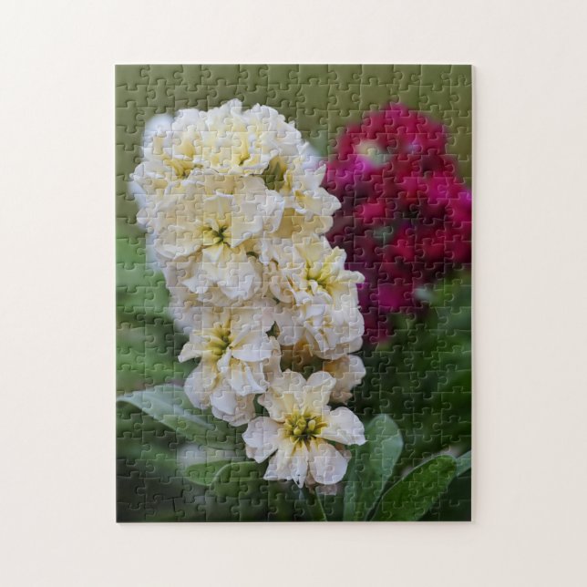 Joli rose et blanc Fleurs de Jardin Puzzle (Vertical)