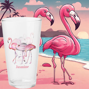 joli rose flamingo ajouter nom plage Verre