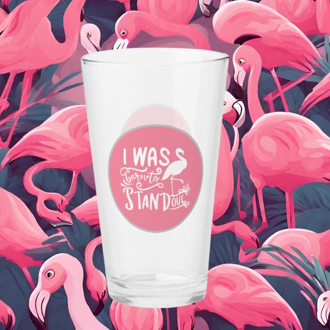 joli rose flamingo mot art Verre (Créateur téléchargé)