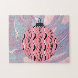 Joli rose ornement de Noël Retro Puzzle