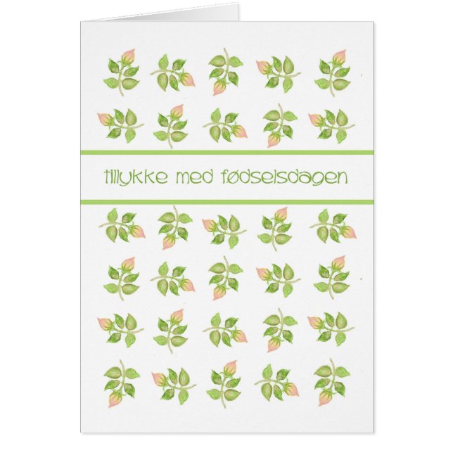 Joli rose Rosebuds Danois Salutation Carte Anniver (Devant)