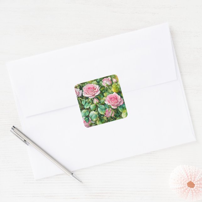Joli rose Roses Stickers Art Floral (Enveloppe)