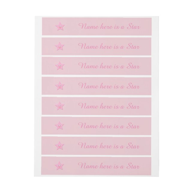 Joli rose Star Étiquettes personnalisés (Feuille)