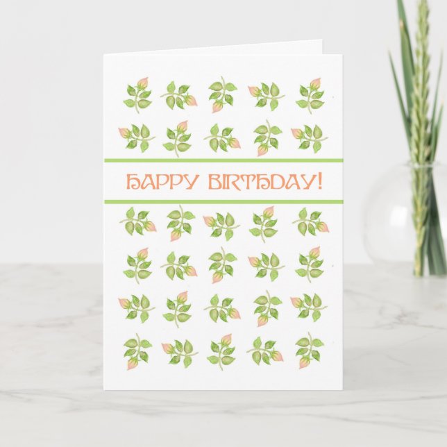 Joli rose sur carte d'anniversaire blanche (Devant)