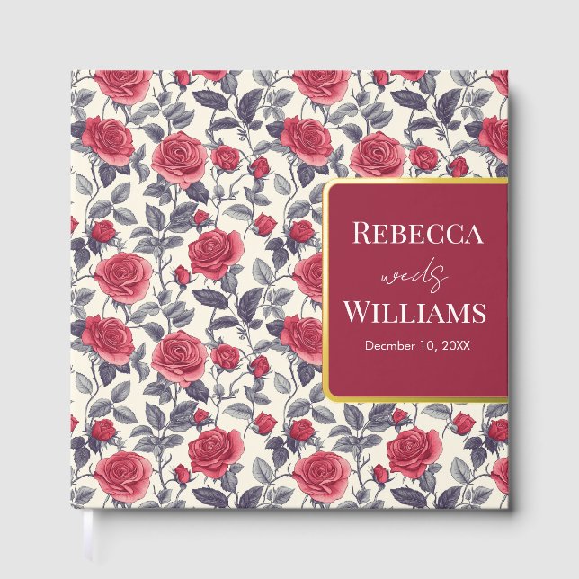 Joli Rose Thème Mariage Livre d'hôtes (Recto)