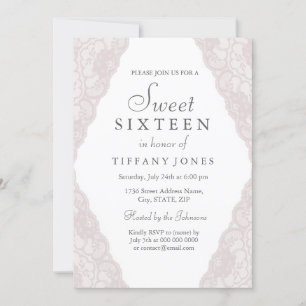 Joli rose Vintage dentelle douce 16 Invitation