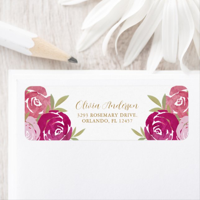 Joli Roses d'aquarelle rose et violet Floral (En situation)