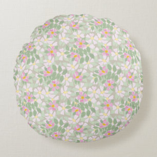 Joli Roses de chien rose sur Taupe Coussin rond