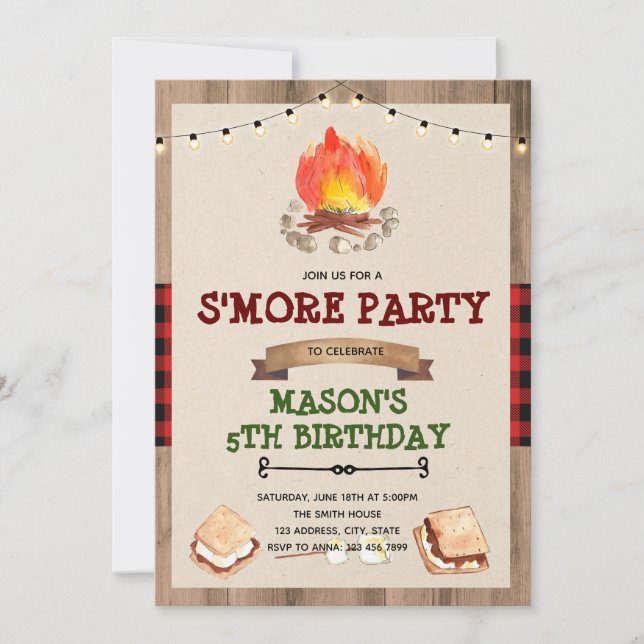 Joli rouge plaid plus bonfire invitation (Devant)