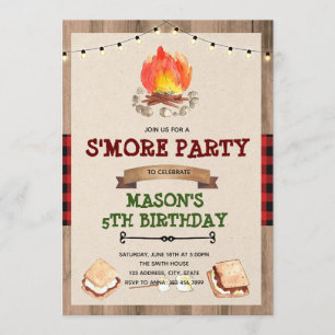 Joli rouge plaid plus bonfire invitation