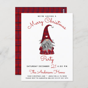Joli Rustique Joyeux Noël Gnome Party Invitation