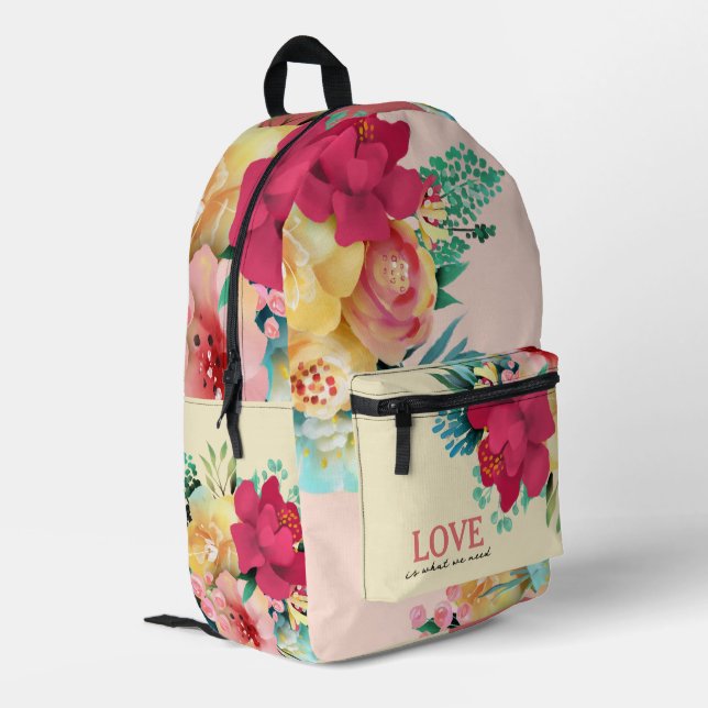 Joli sac à dos aux fleurs roses (Coin arrière gauche)