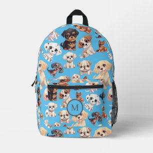 Joli sac à dos imprimé en bleu Chien Chien