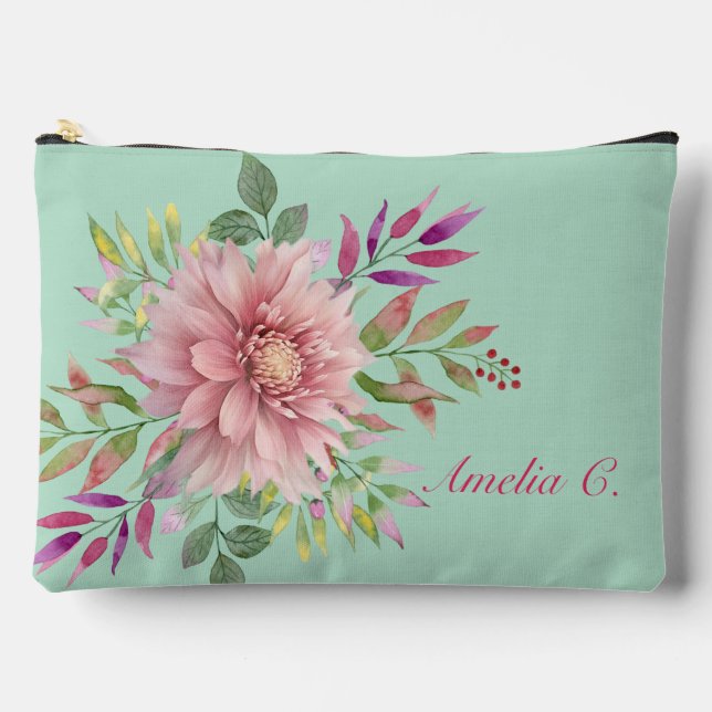Joli sac cosmétique Turquoise et rose (Recto)