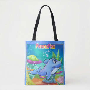 Joli sac fourre-tout de dessin animé avec dauphin 
