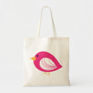 Joli sac fourre-tout d'oiseaux curieux rose coloré