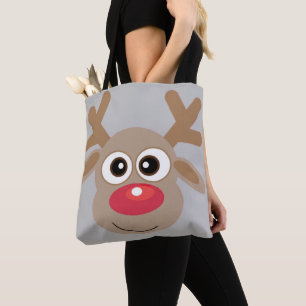 Joli Sac fourre-tout Gris de Cartoon Reindeer de N