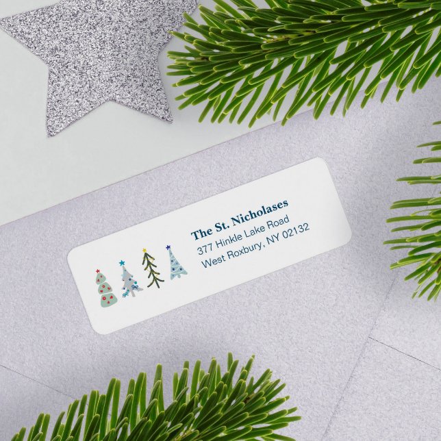 Joli sapin scandinave (Elegant Scandinavian Christmas tree return address label with your mailing information)