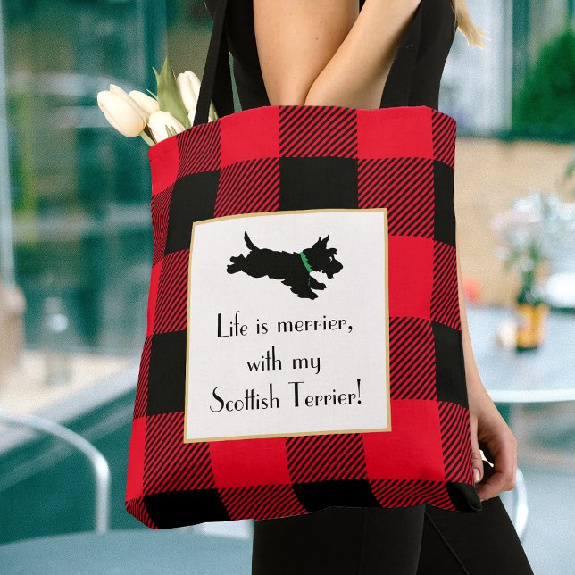 Joli Scottie Chien Buffalo Plaid Sac fourre-tout r (Créateur téléchargé)