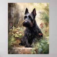Joli Scottish Terrier Dog Art Imprimer Poster