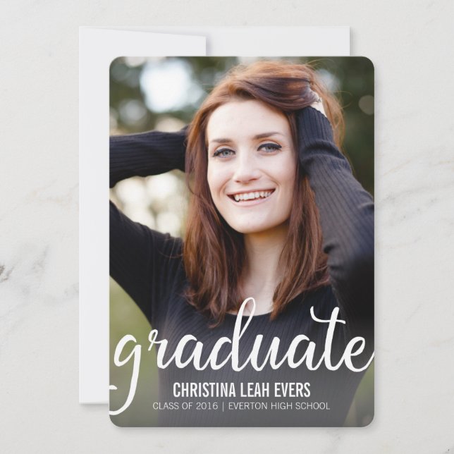 Joli Script Faire-part de graduation photo moderne (Devant)