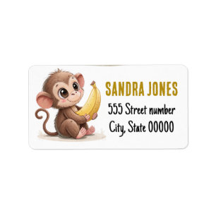 Joli singe étiquette de adresse mignon