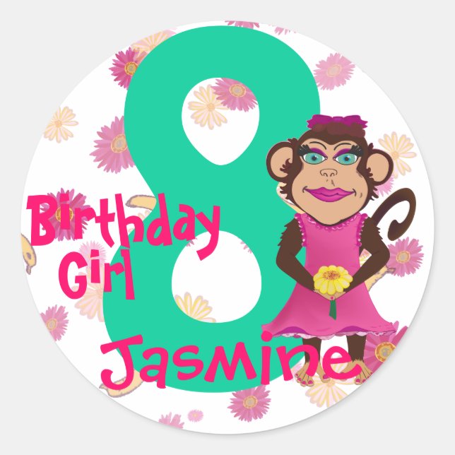 Joli singe Stickers âge d'anniversaire (Devant)