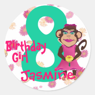 Joli singe Stickers âge d'anniversaire
