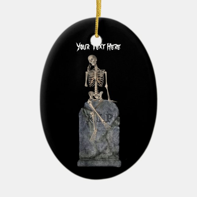 Joli Skeleton Tombstone Halloween Ornement (Devant)