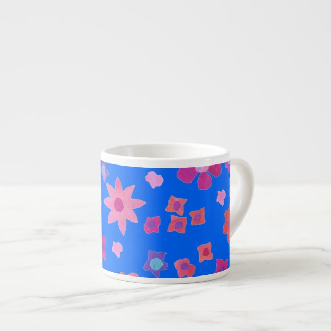 Joli Sky Blue Flower Power Espresso Mug (Devant droit)
