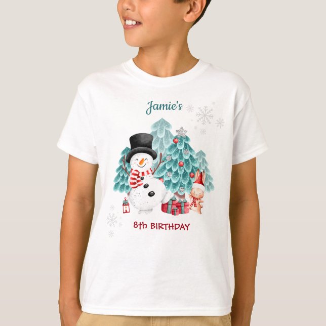 Joli Snowman Noël Anniversaire T-shirt pour enfant (Devant)