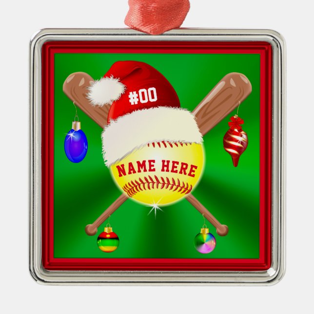 Joli Softball Personnalisé Ornements de Noël (Devant)