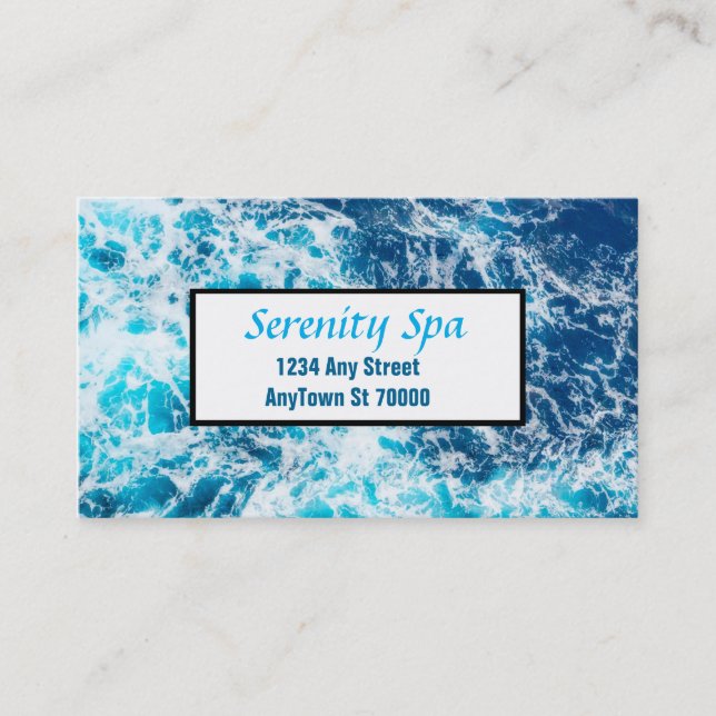 joli spa d'eau bleu carte de visite personnalisé (Devant)