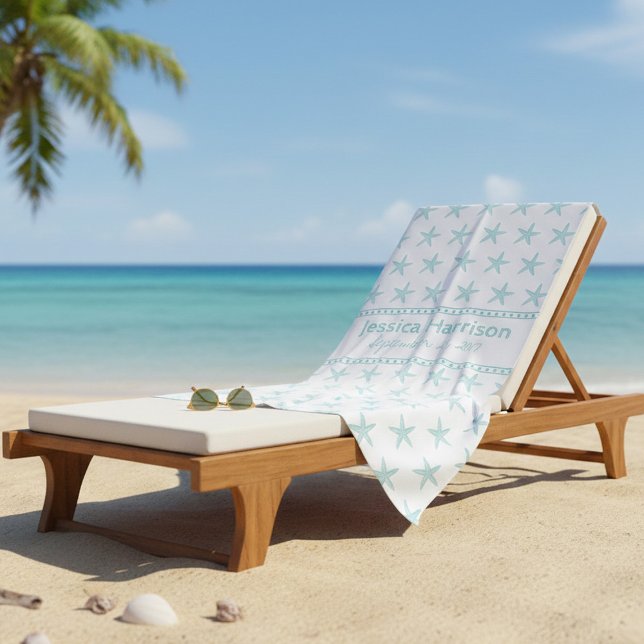 Joli Starfish Turquoise Serviette de plage personn (Créateur téléchargé)