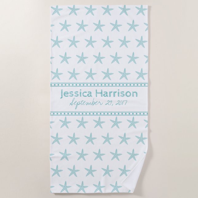 Joli Starfish Turquoise Serviette de plage personn (Devant)