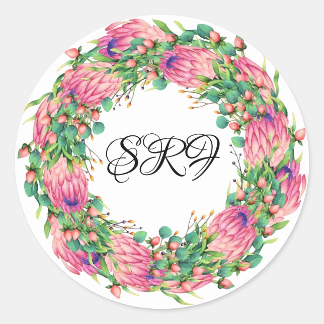 Joli Sticker Monogramme Protea Wreath (Devant)