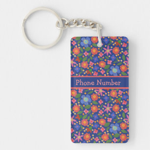 Joli style d'art populaire floral, Porte - clé ble