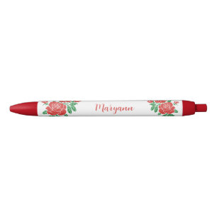 Joli stylo d'encre personnalisé Roses rouges