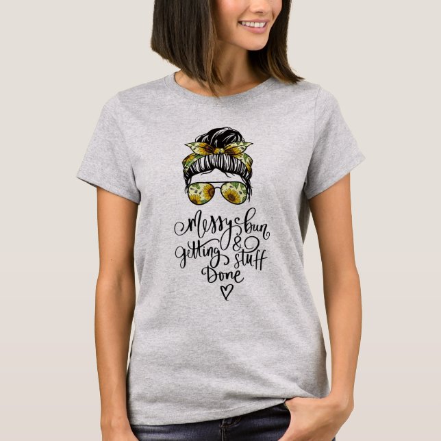 Joli Sunflower Messy Bun T-shirt (Devant)