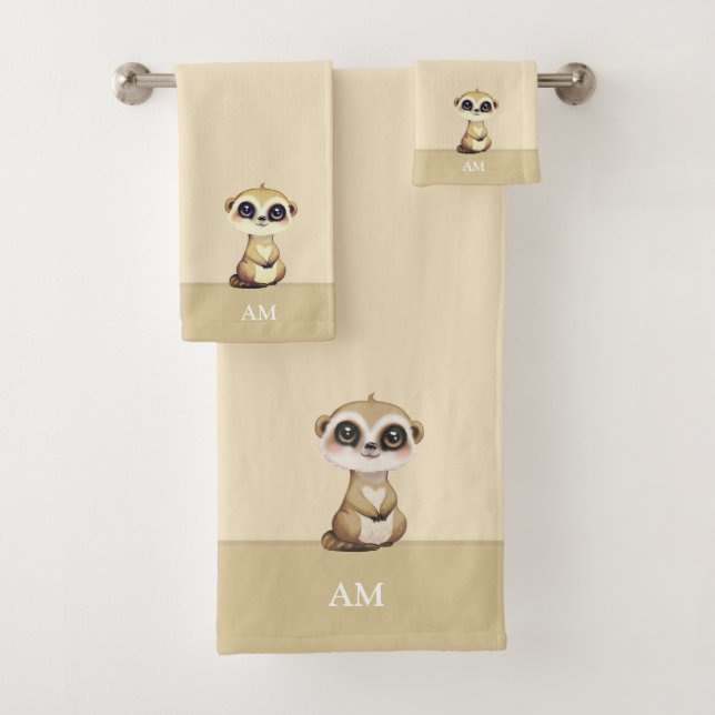 Joli Suricate & Monogramme sur Beige Sable (En situation)