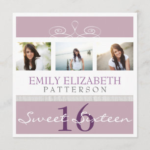 Joli Swirl Photo Collage Sweet 16 Invitation