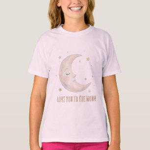 Joli T-shirt bébé personnalisé Lune endormie aquar