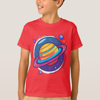 Joli T-Shirt Bébé Planète Saturne – Espace Coloré