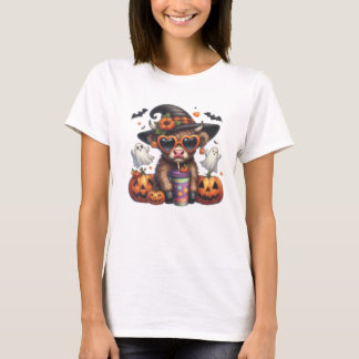 Joli T-Shirt Casquette de sorcière de vache Hallow