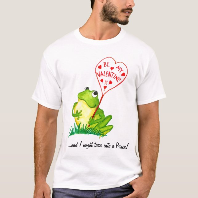 Joli T-shirt de la Saint Valentin grenouille verte (Devant)
