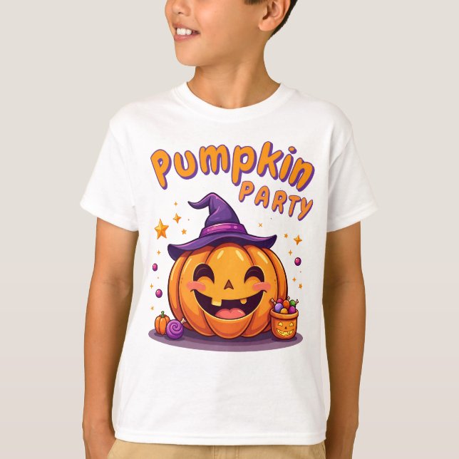 Joli T-shirt design citrouille halloween (Devant)