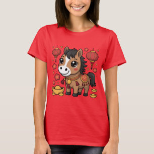 Joli T-shirt du cheval du Nouvel An chinois Nouv