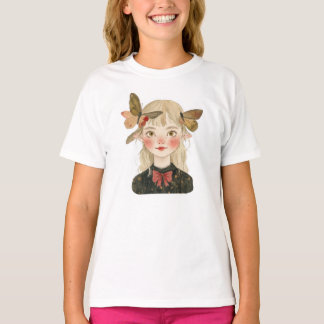 Joli T-Shirt Enfant Fille de la Forêt à l'Aquarell