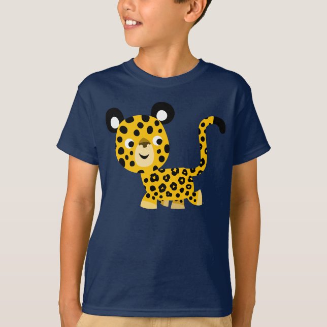 Joli T-shirt enfant léopard souriant de dessin ani (Devant)